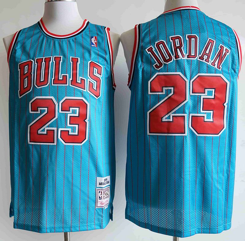 Men Chicago Bulls 23 Jordan Blue stripe NBA Jersey